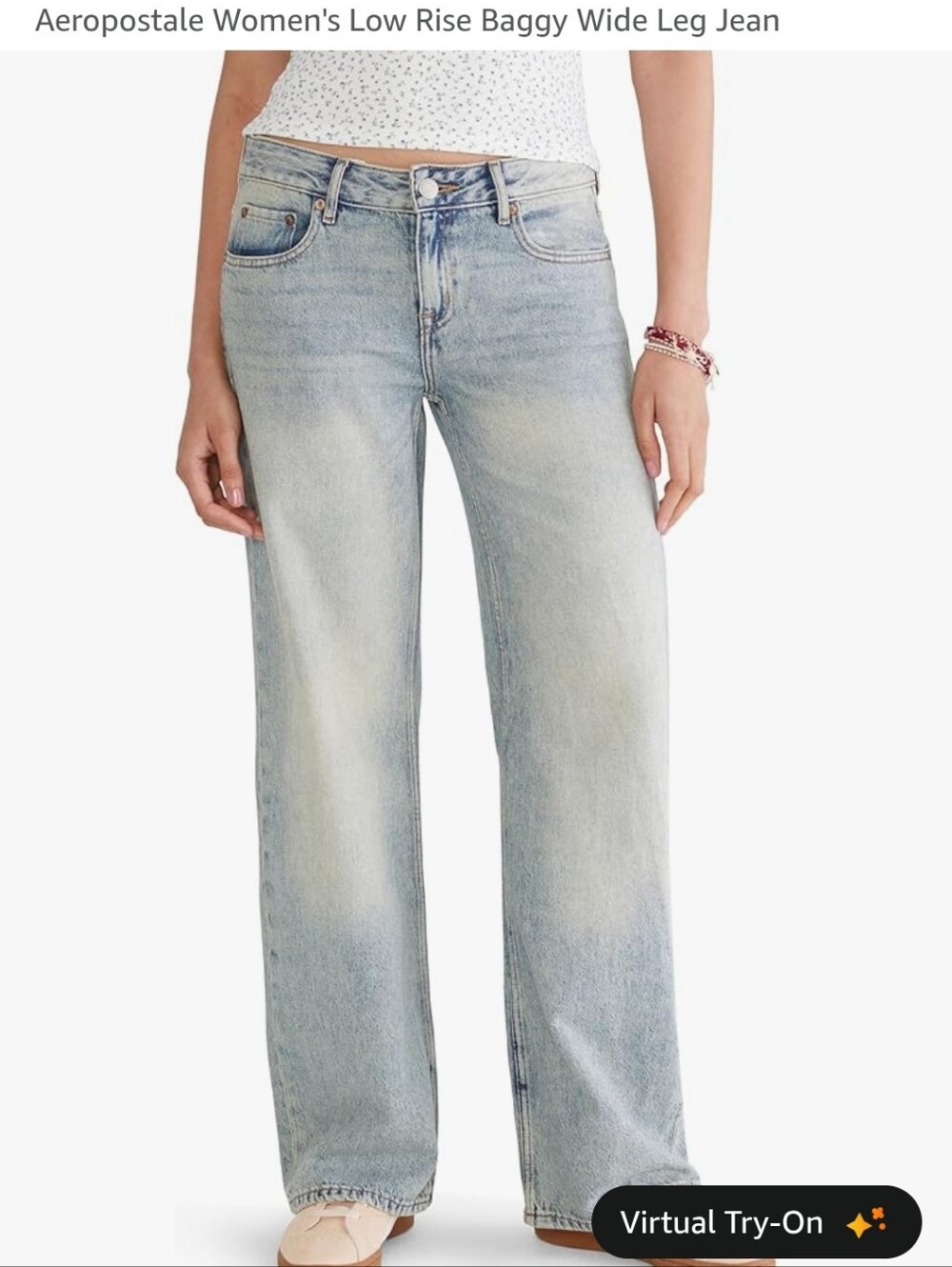 Aeropostale Women's Light Blue Wide Leg Low-Rise Jeans